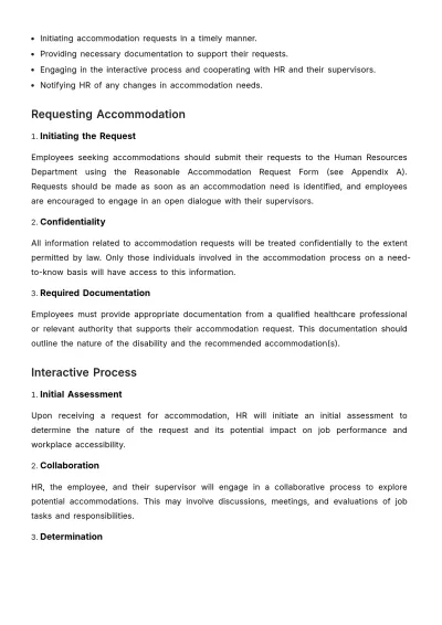 Free Disability Accommodation Policy HR Template to Edit Online