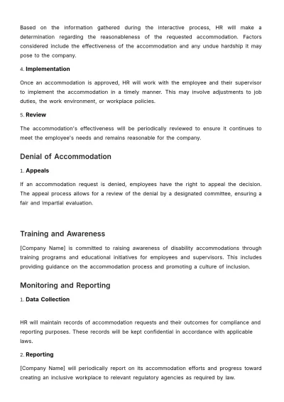 Free Disability Accommodation Policy HR Template to Edit Online