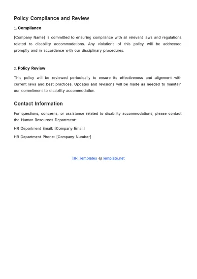 Free Disability Accommodation Policy HR Template to Edit Online