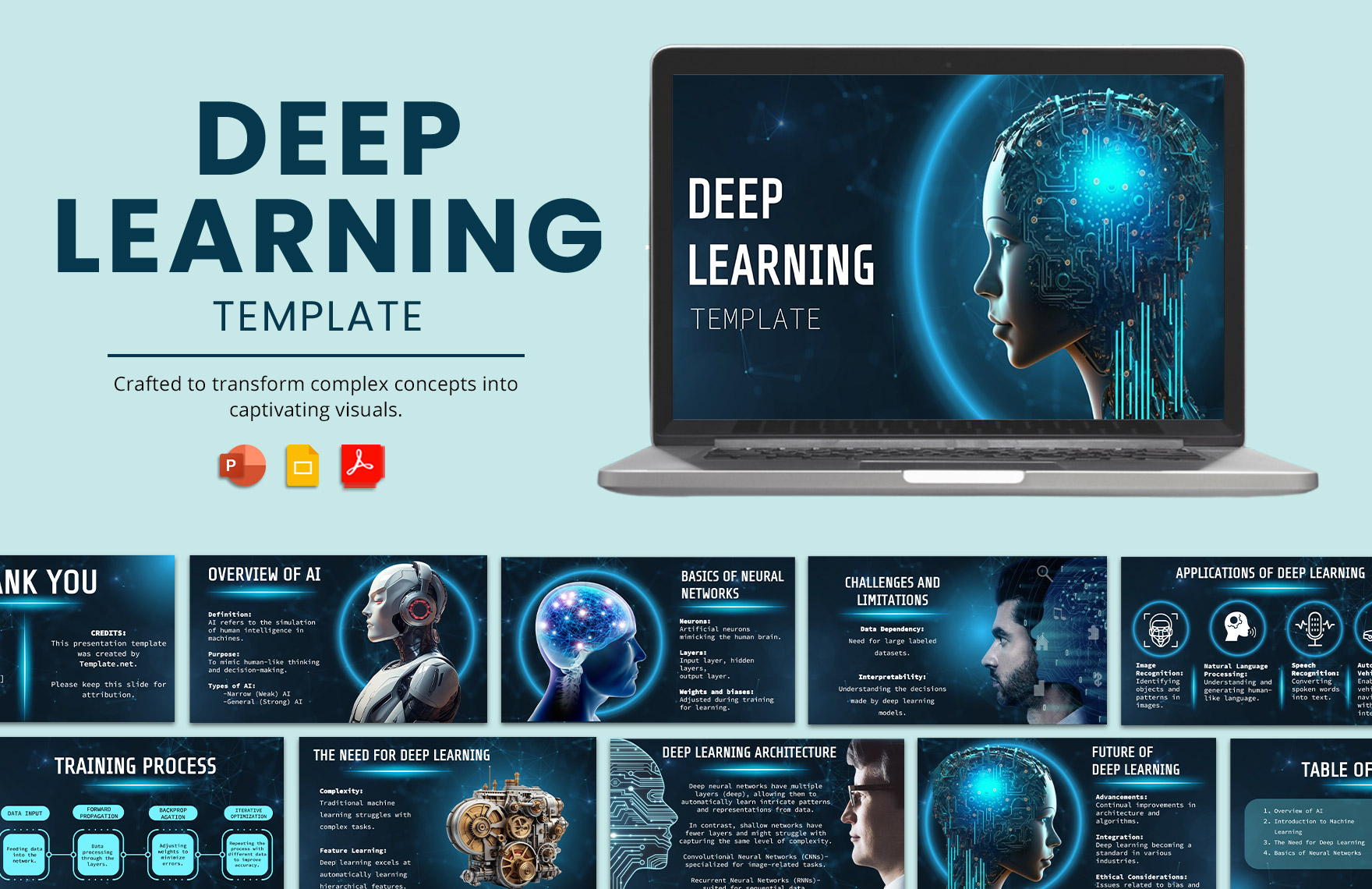 Deep Learning Template in PDF, PowerPoint, Google Slides