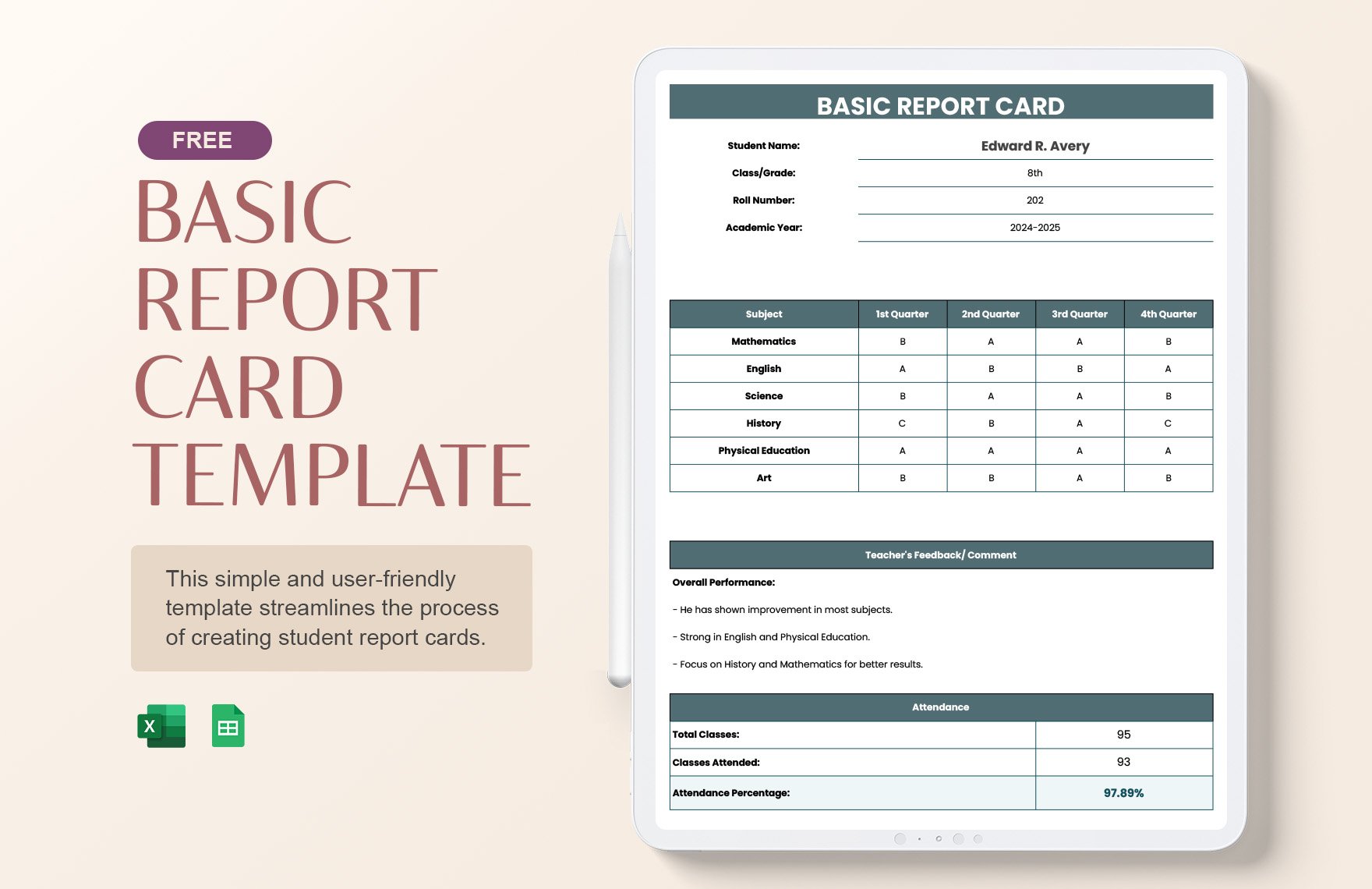 Basic Report Card Template