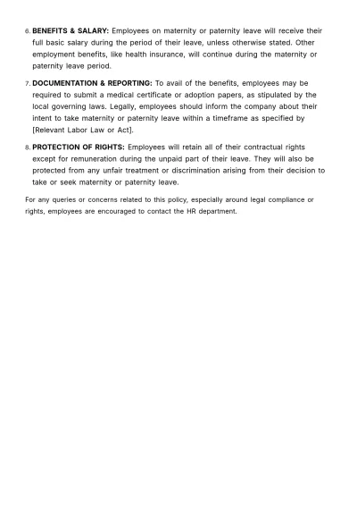 Free Maternity and Paternity Leave Policy HR Template to Edit Online