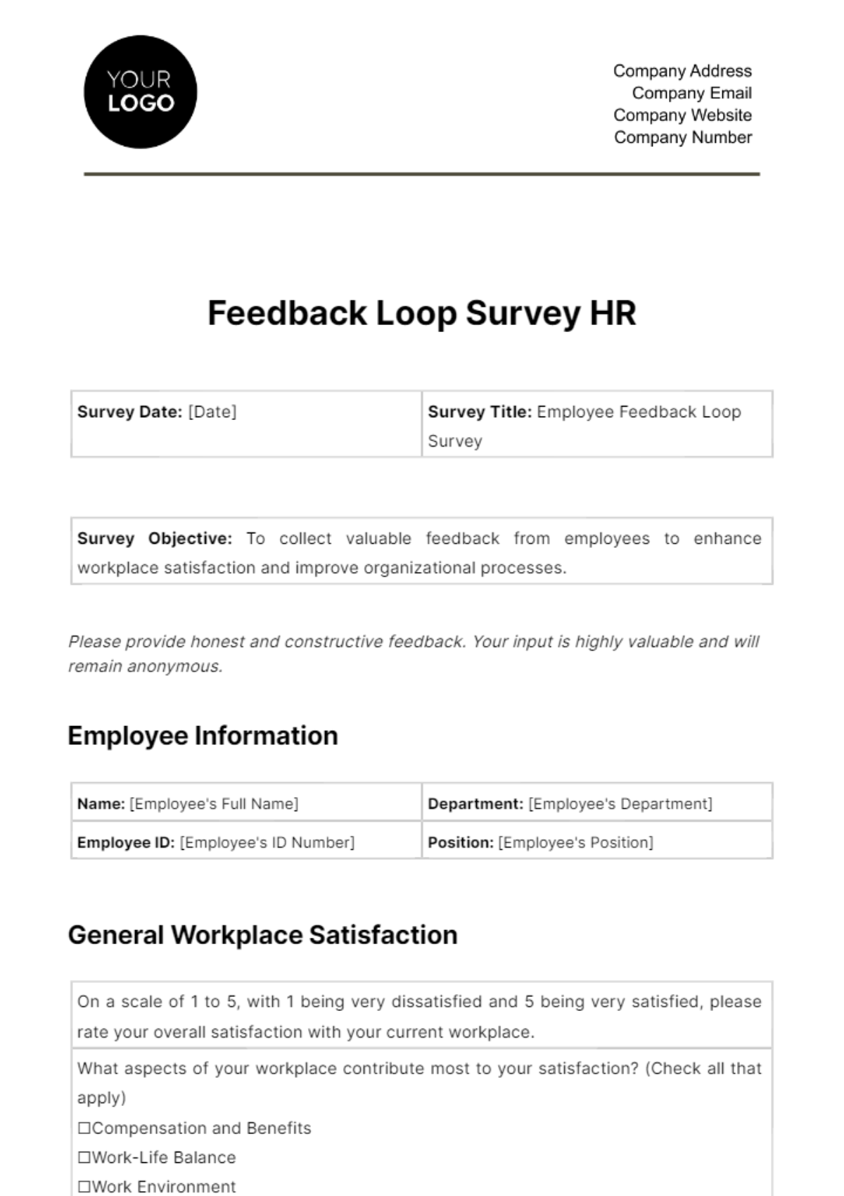 Feedback Loop Survey HR Template