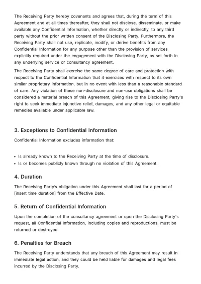 Free NDA (Non-Disclosure Agreement) for HR Consultants Template to Edit Online