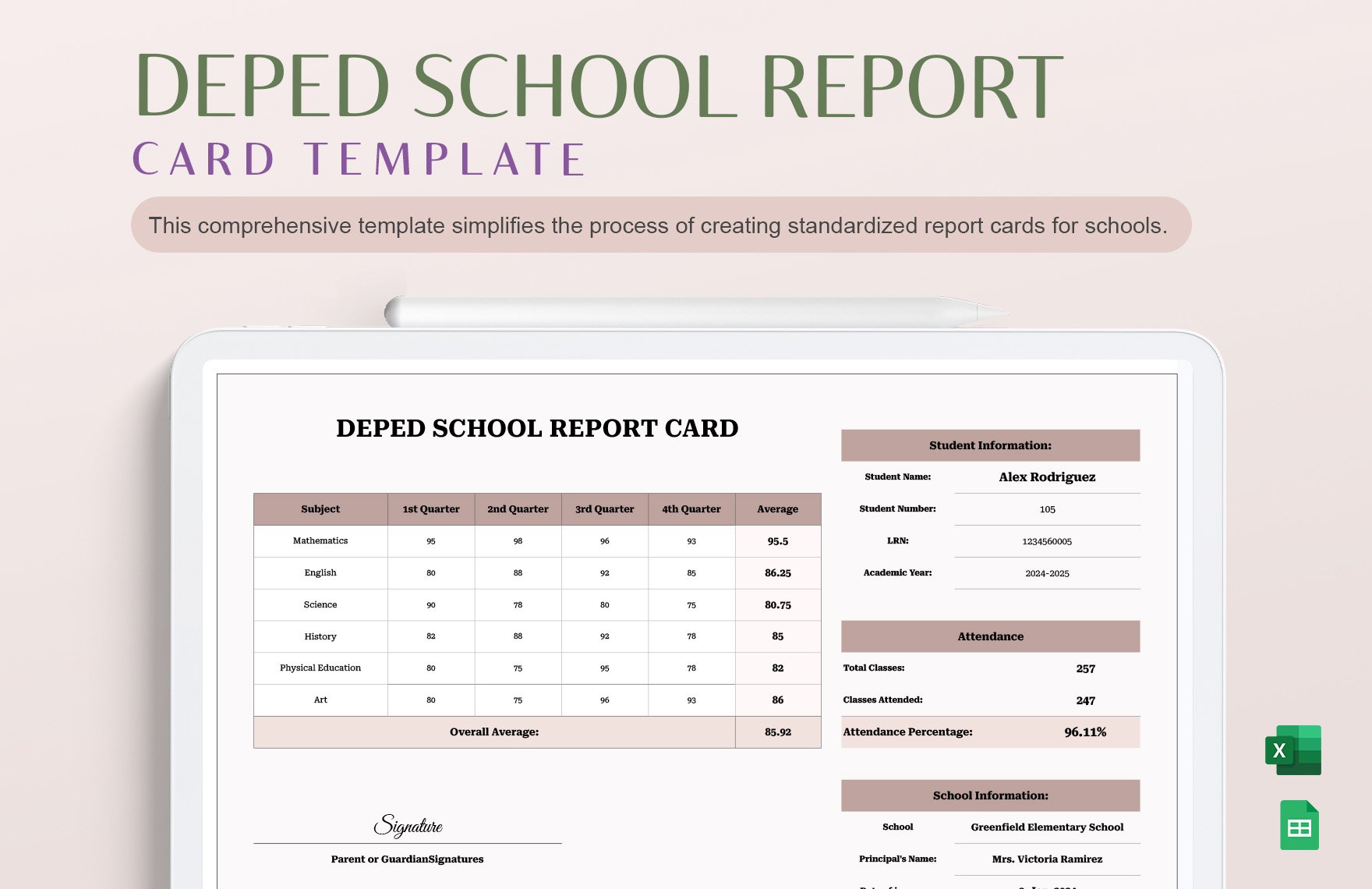 DepEd School Report Card Template