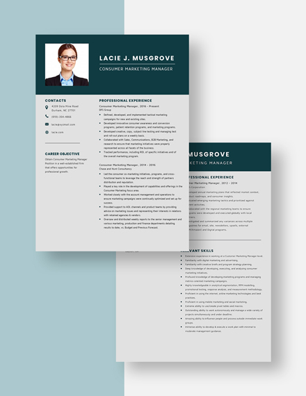 Consumer Marketing Manager Resume Download
