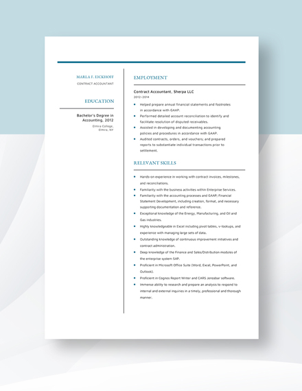 Contract Accountant Resume Template