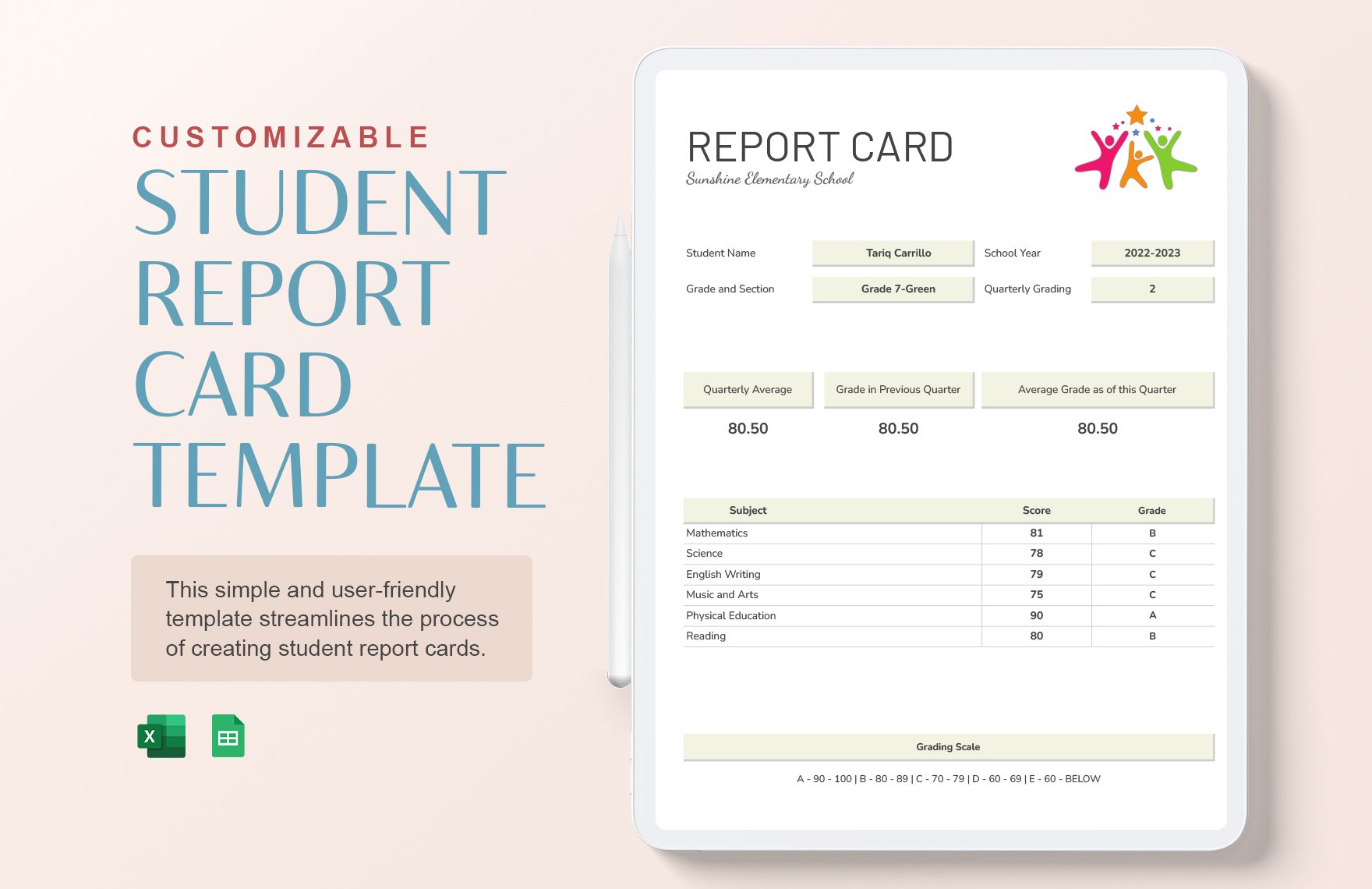 Customizable Student Report Card Template