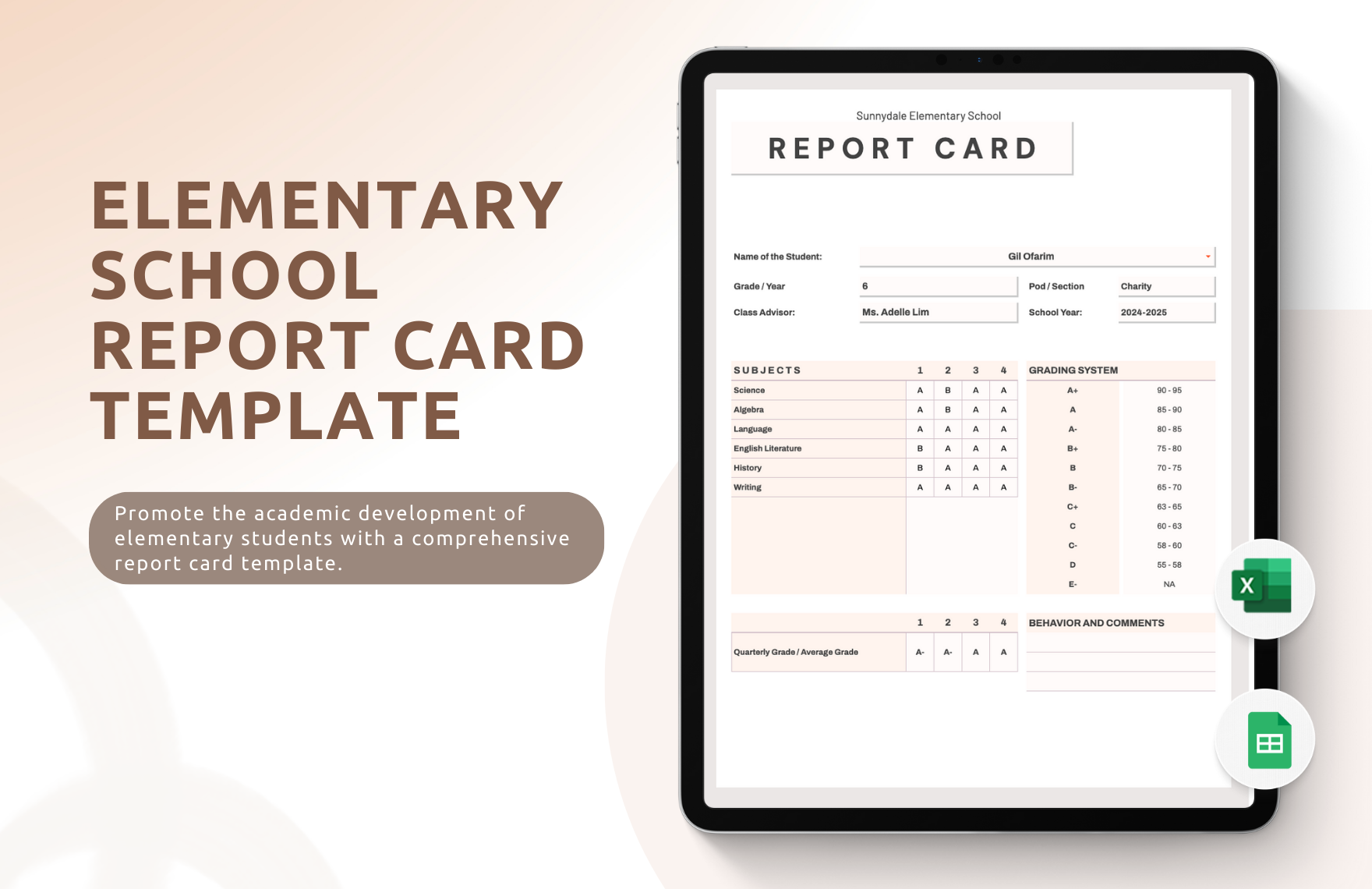 Student Report Card Template In Excel Google Sheets Download Student Report Card Template In Excel Google Sheets Download