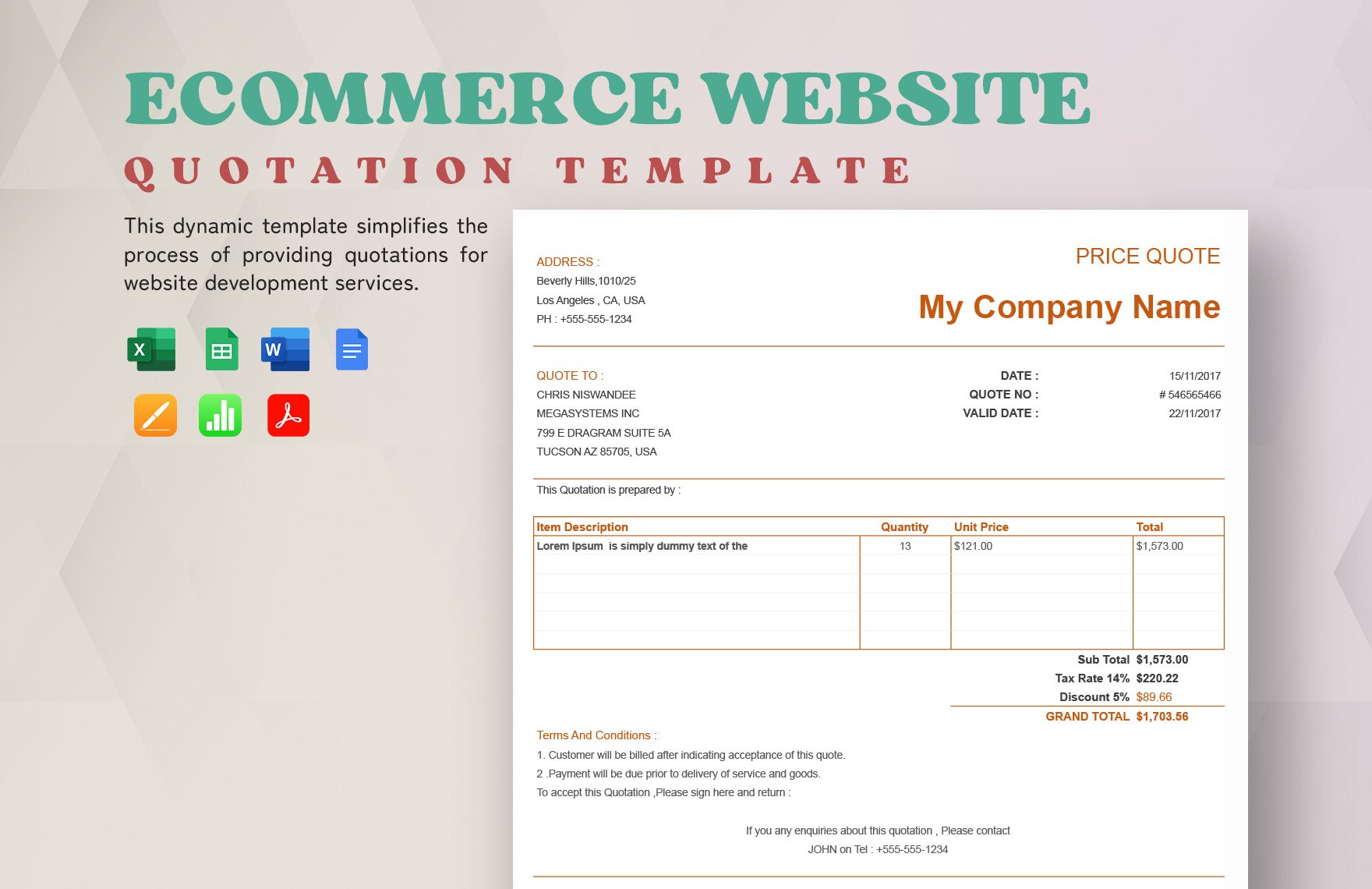Ecommerce Website Quotation Template