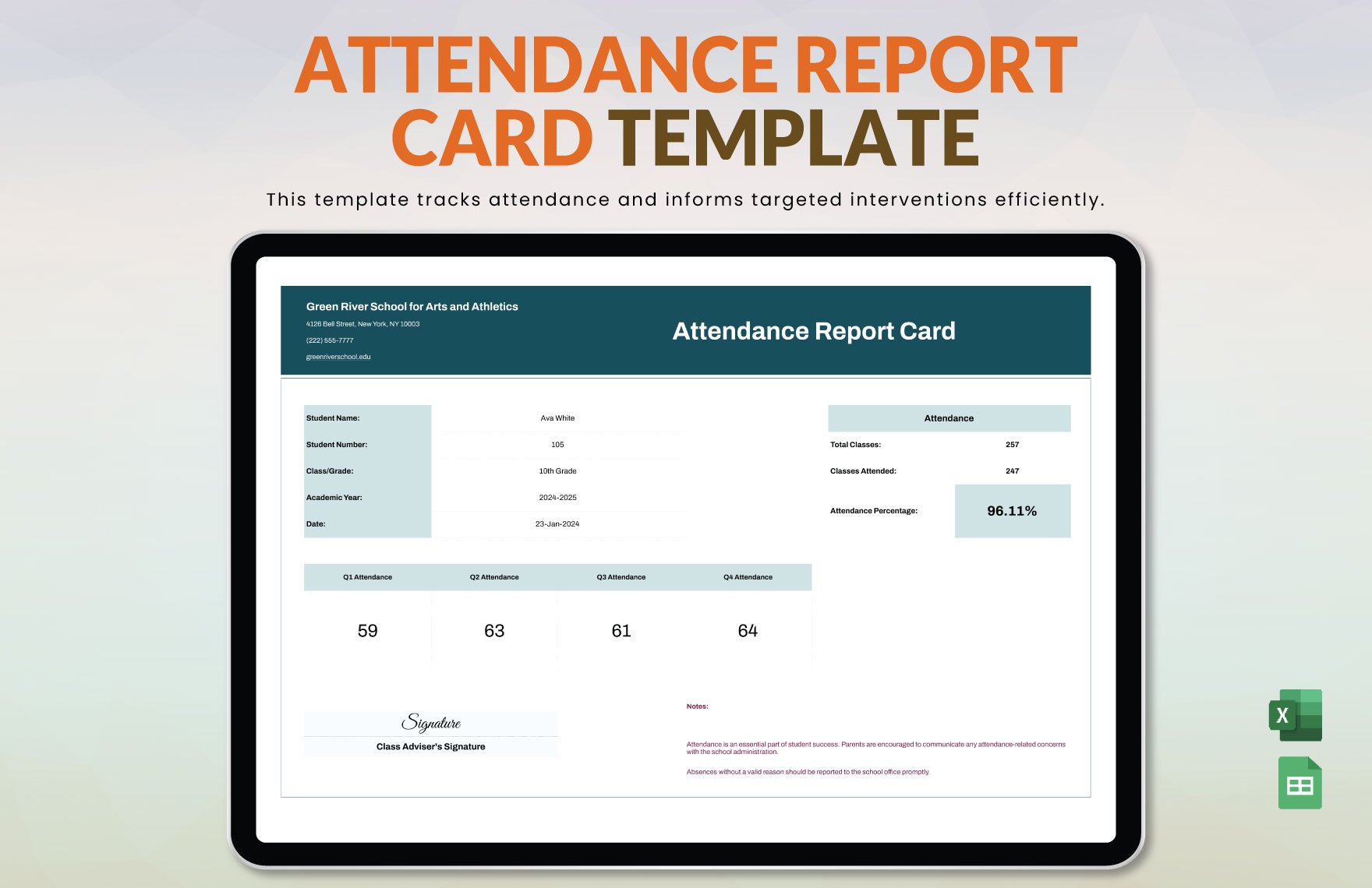 Attendance Report Card Template