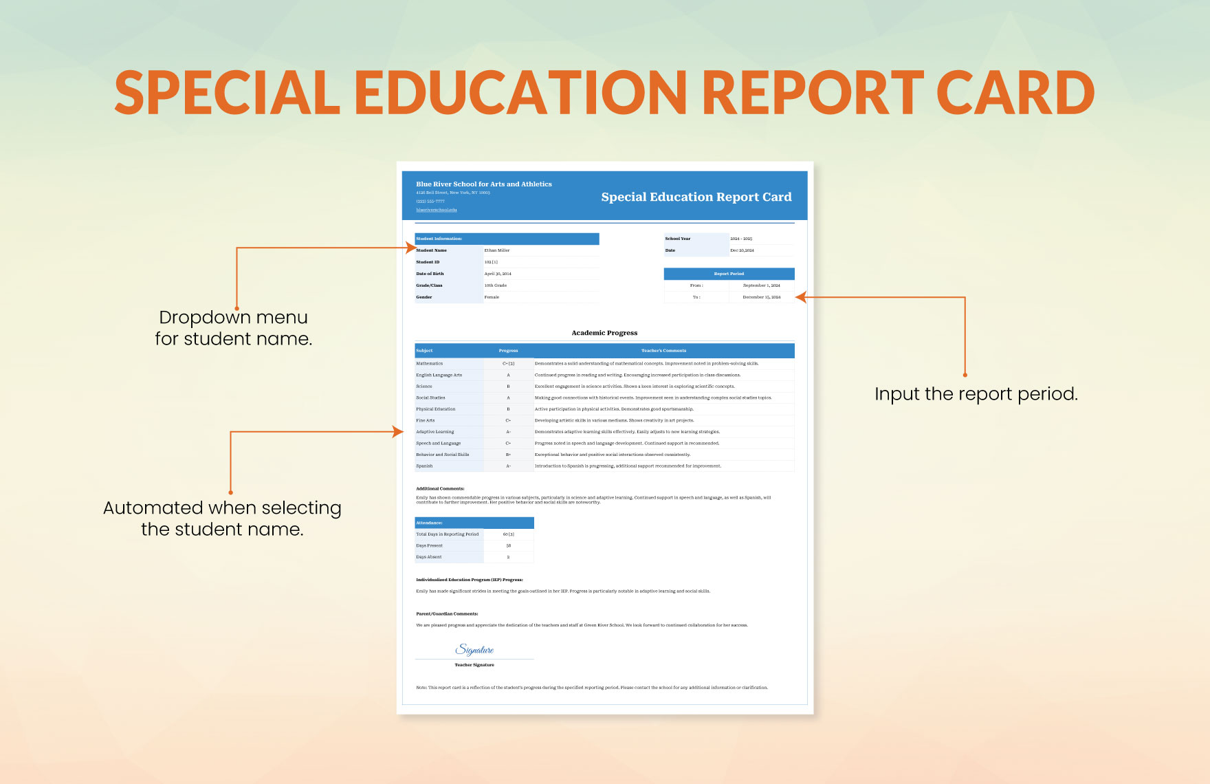 Special Education Report Card Template