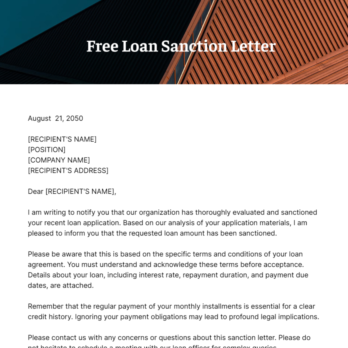 Loan Sanction Letter Template