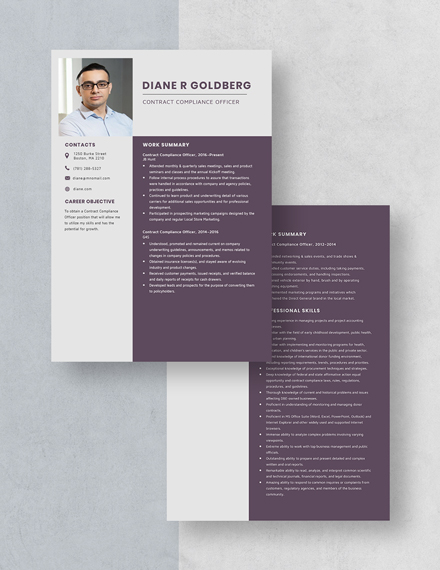Contract Compliance Officer Resume Download