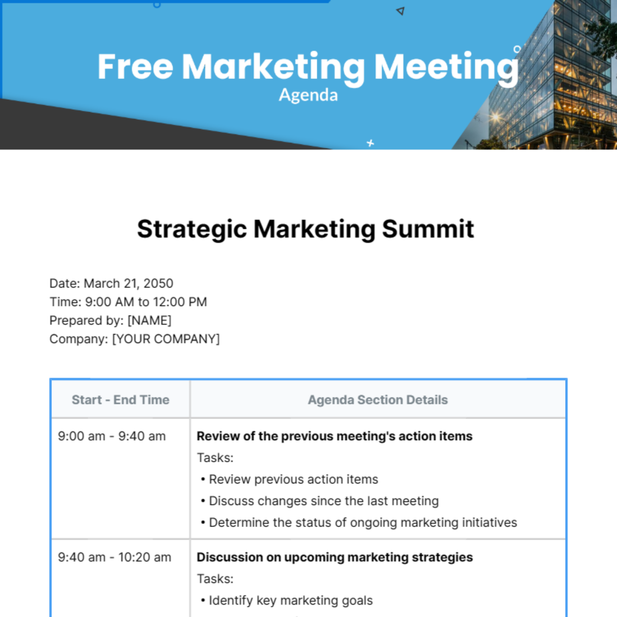 Marketing Meeting Agenda Template