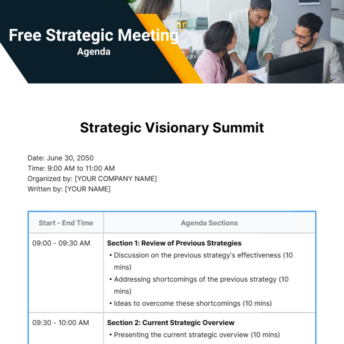 Strategic Meeting Agenda  Template