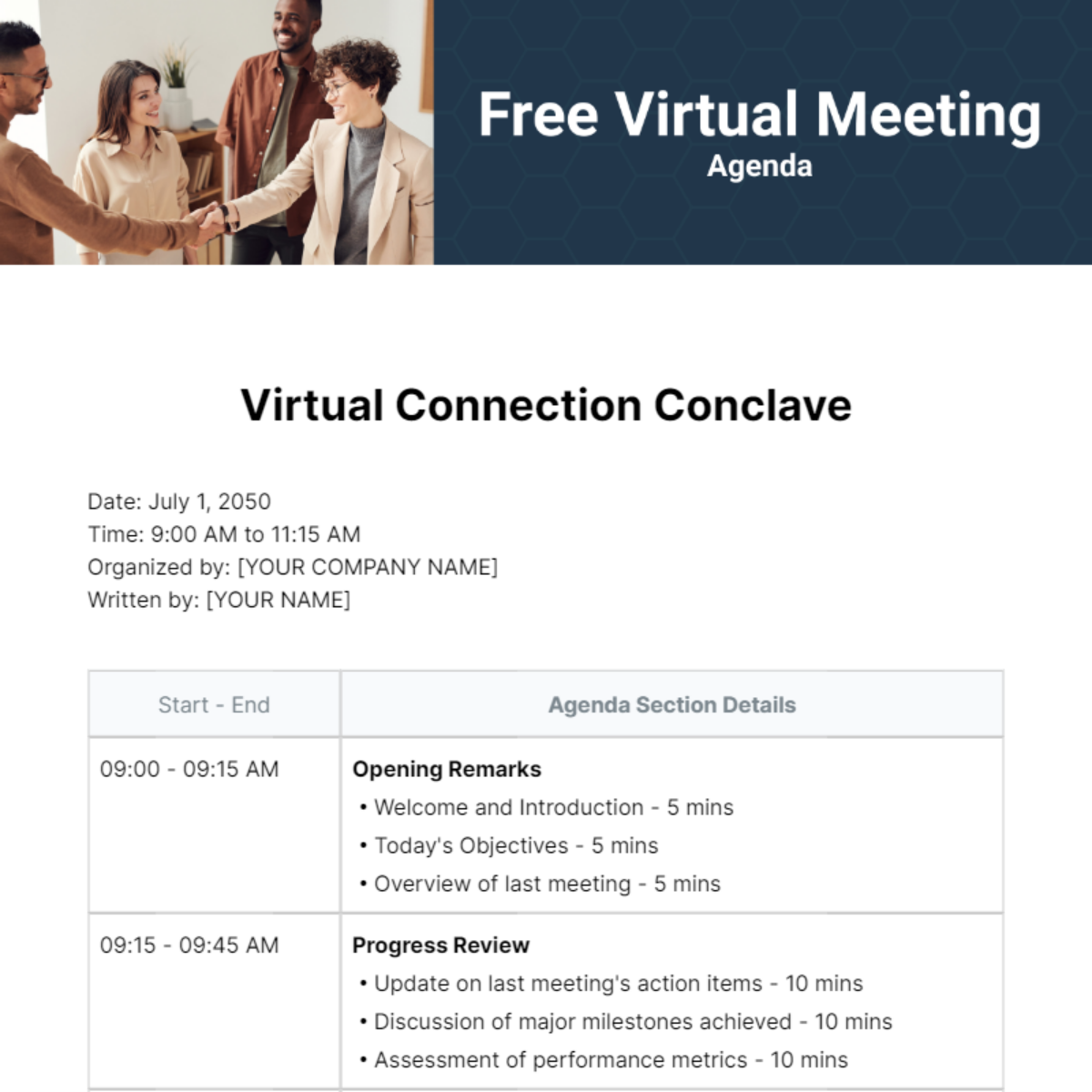Virtual Meeting Agenda  Template