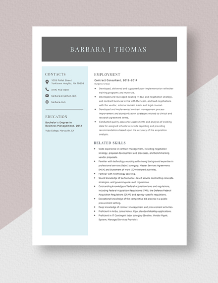 Contract Consultant Resume Template