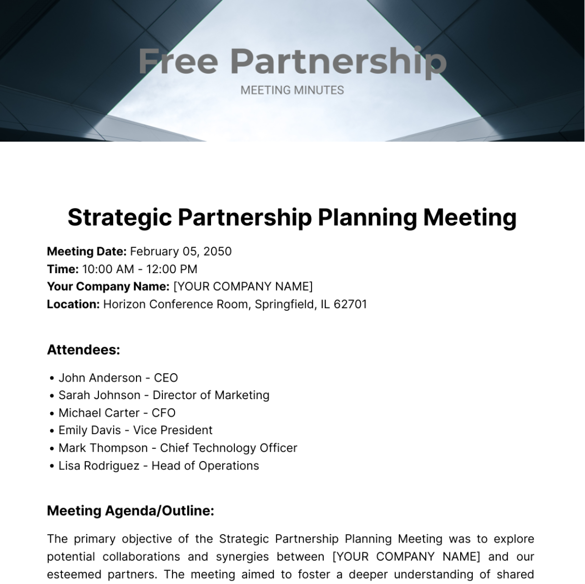Partnership Meeting Minutes Template
