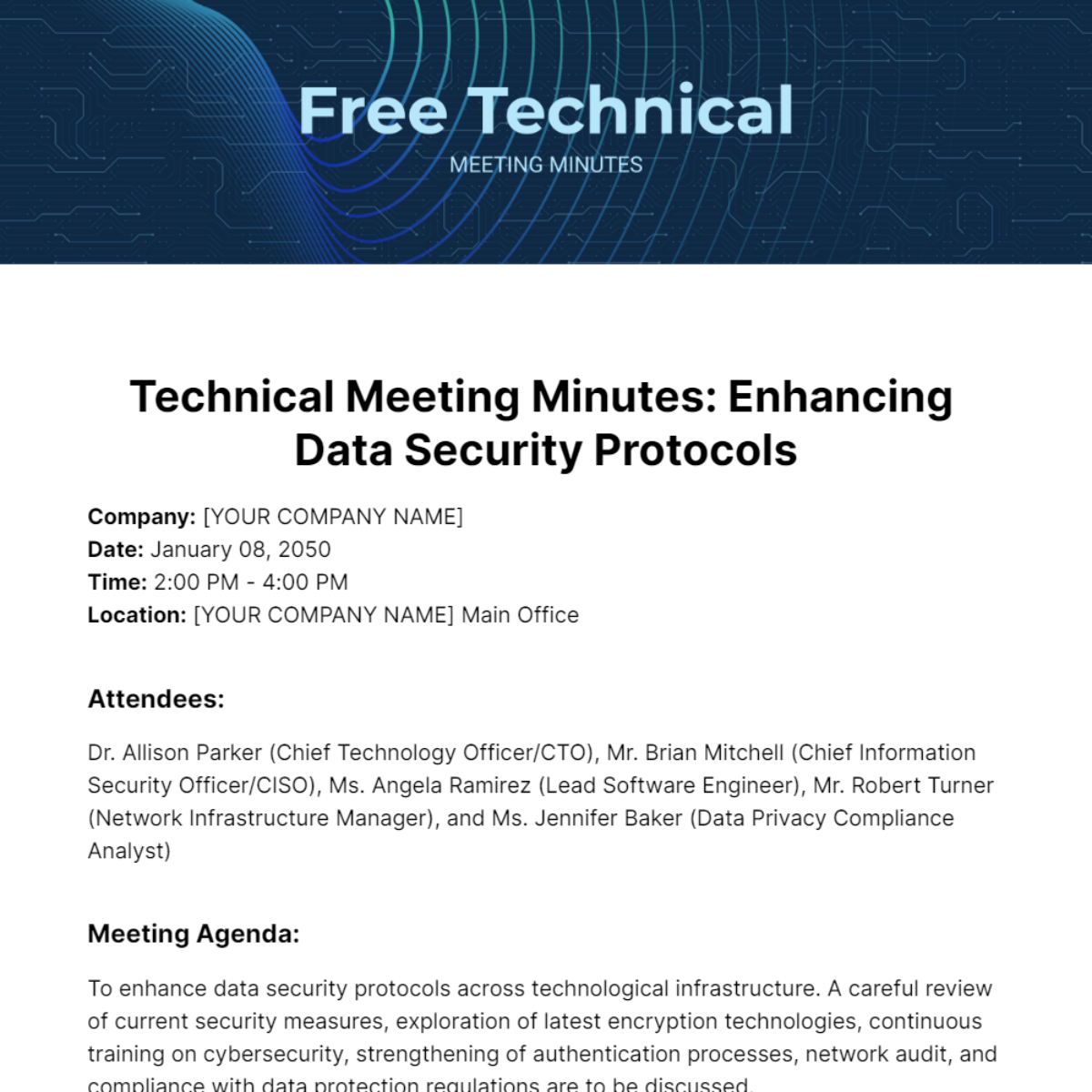Technical Meeting Minutes Template