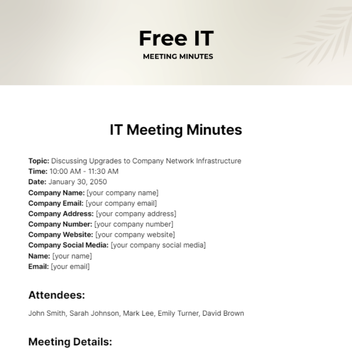 IT Meeting Minutes Template