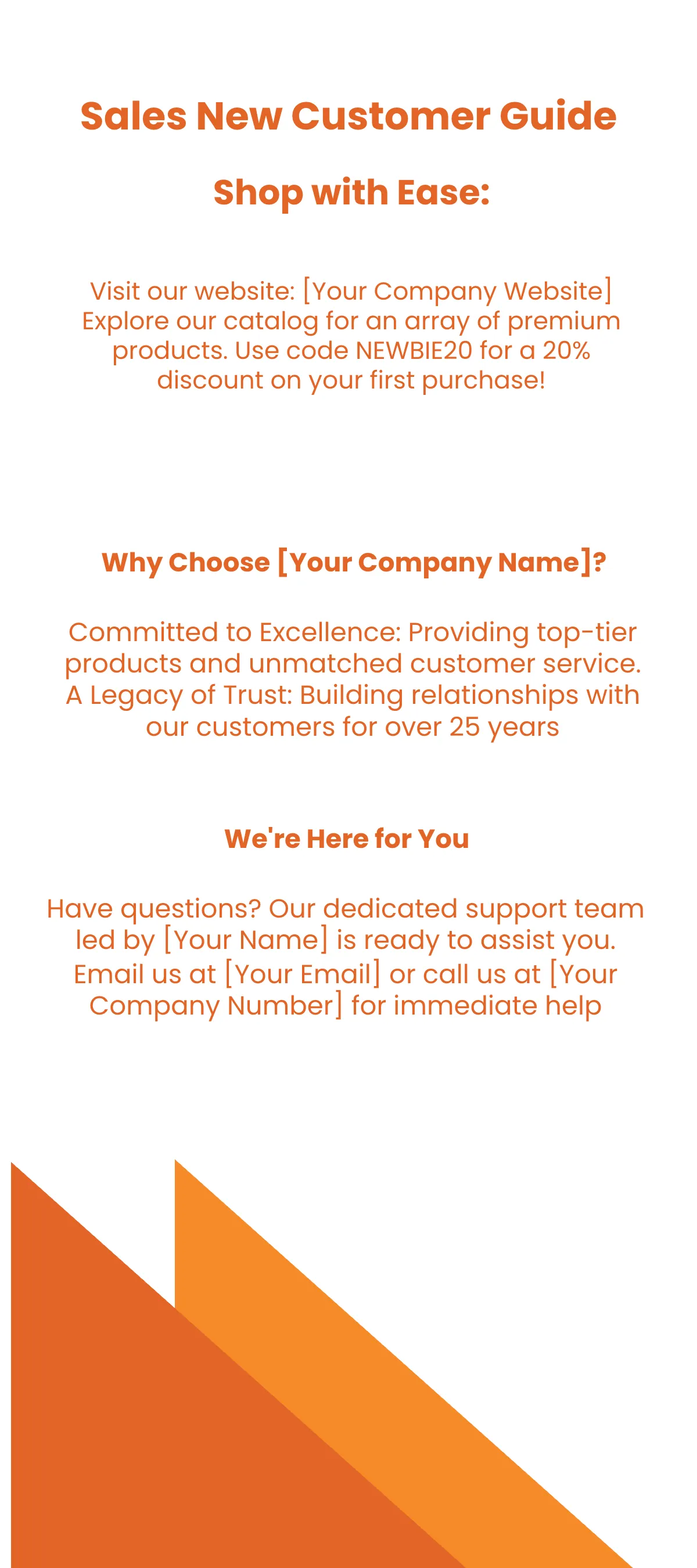 Free Sales New Customer Guide Rack Card Template to Edit Online