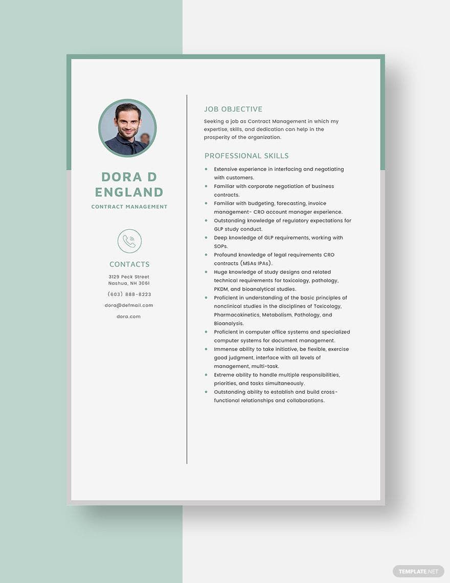 Contract Management Resume