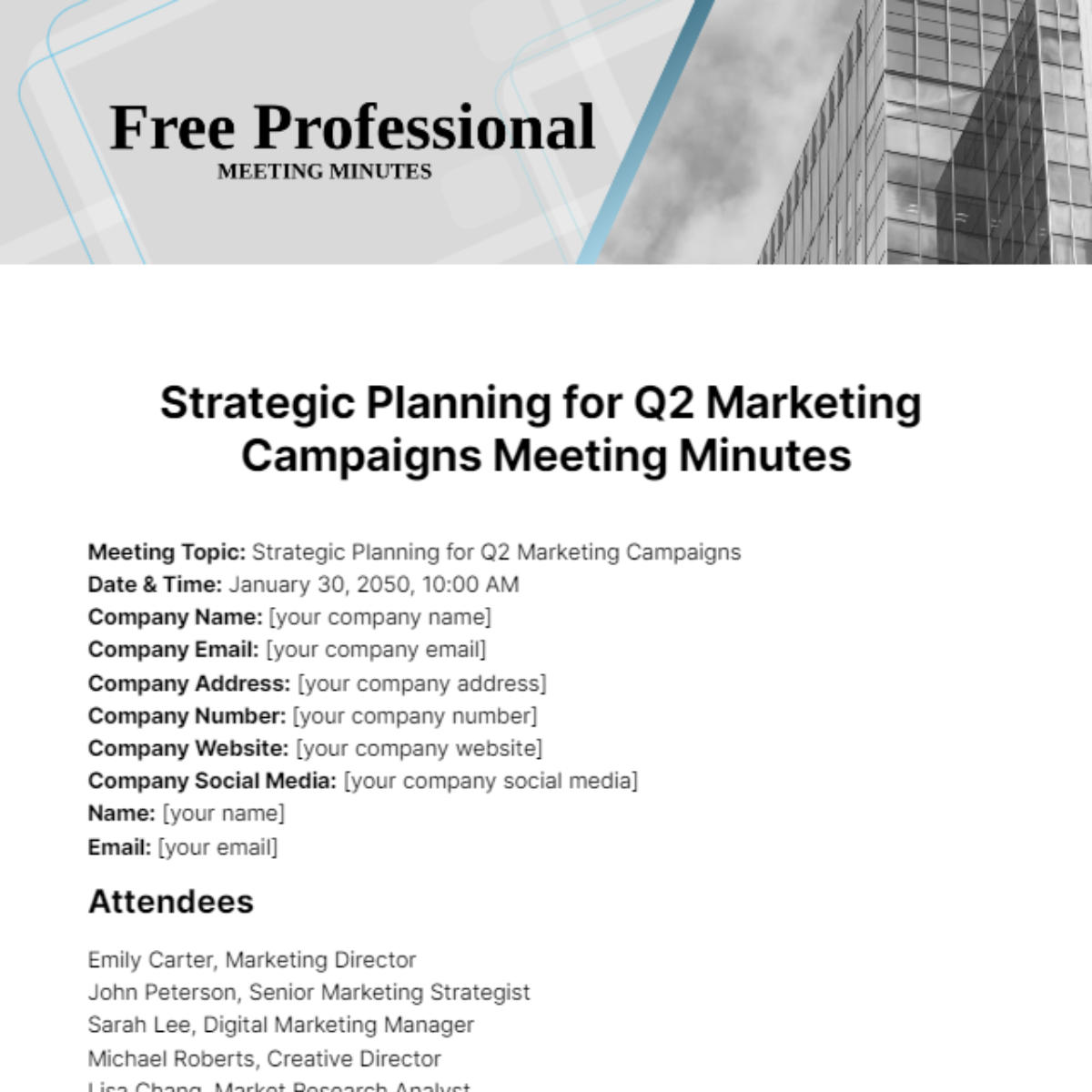Professional Minutes Of Meeting Template