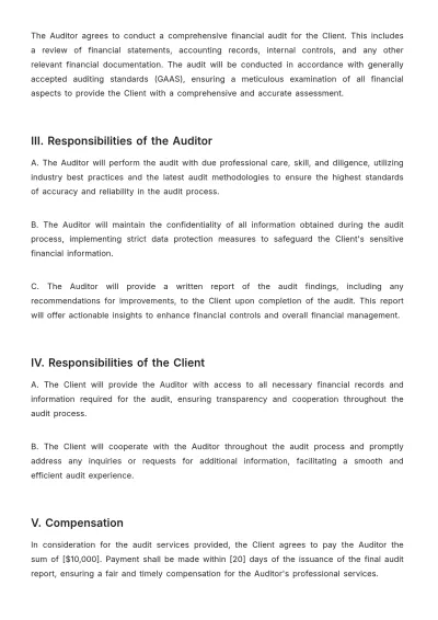 Free Finance Audit Agreement Template to Edit Online