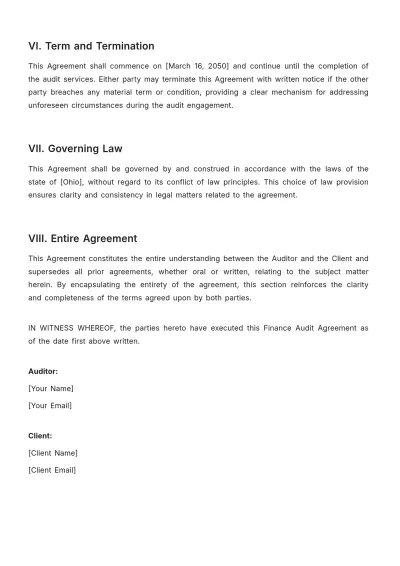 Free Finance Audit Agreement Template to Edit Online