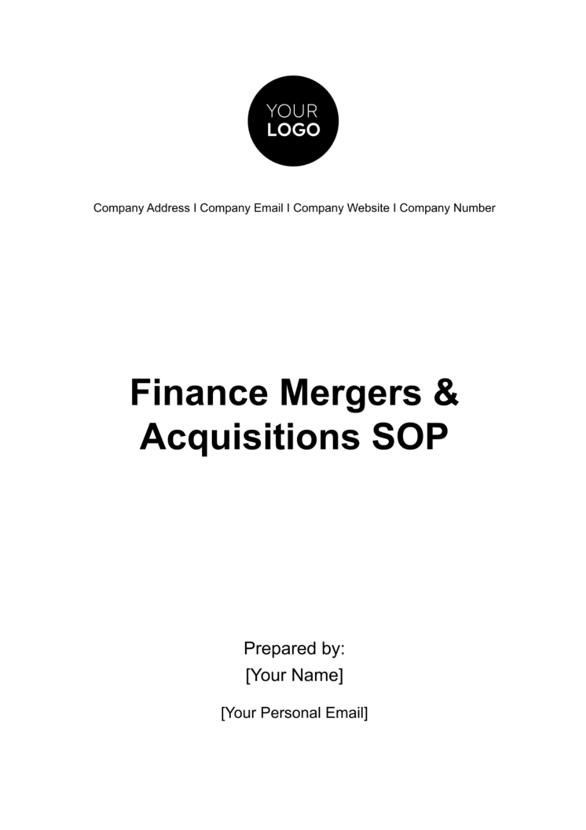 Finance Mergers & Acquisitions SOP Template