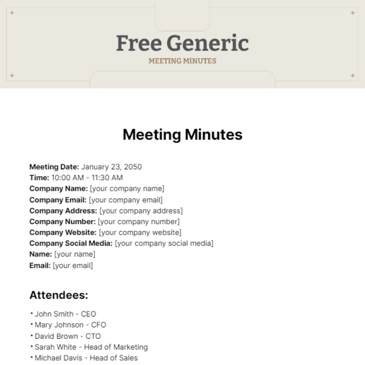 Generic Meeting Minutes Template