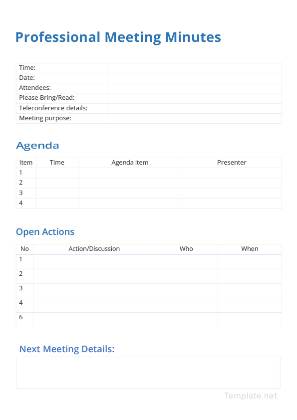 Microsoft Office Meeting Minutes Template