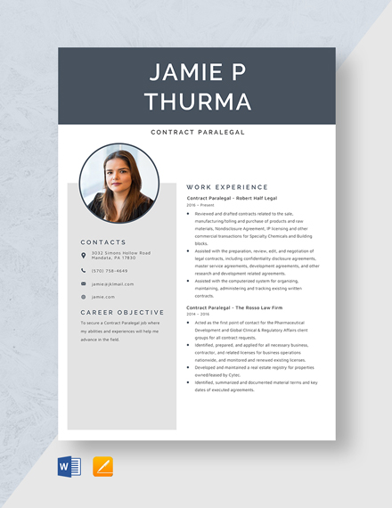 Contract Paralegal Resume