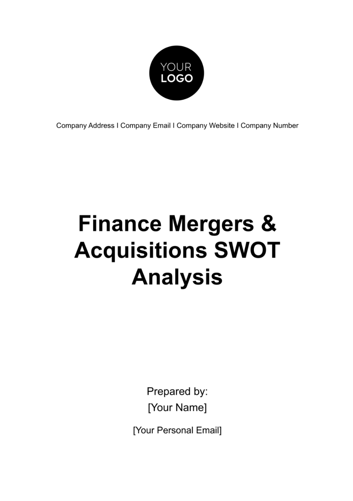 Finance Mergers & Acquisitions SWOT Analysis Template