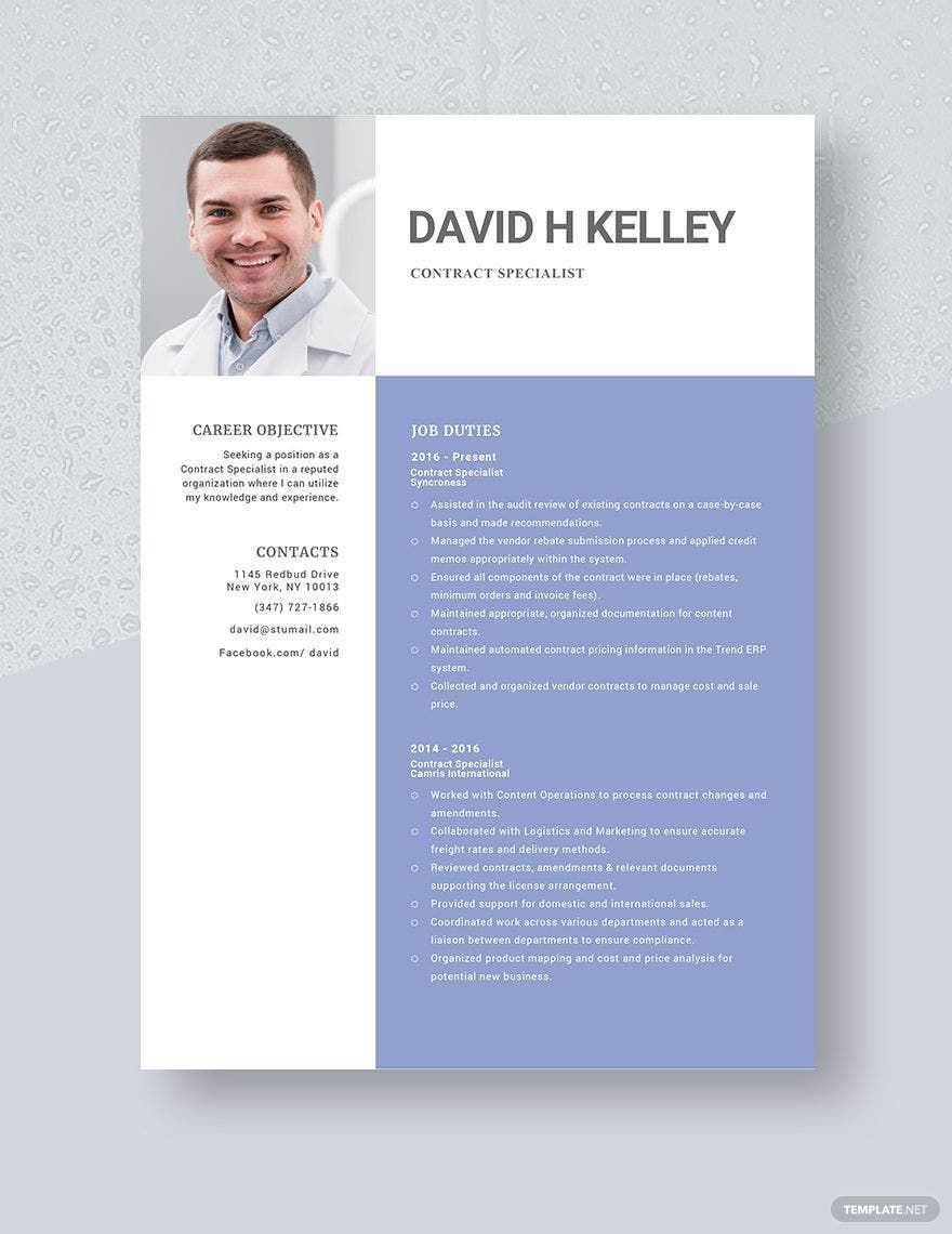 Contract Specialist Resume