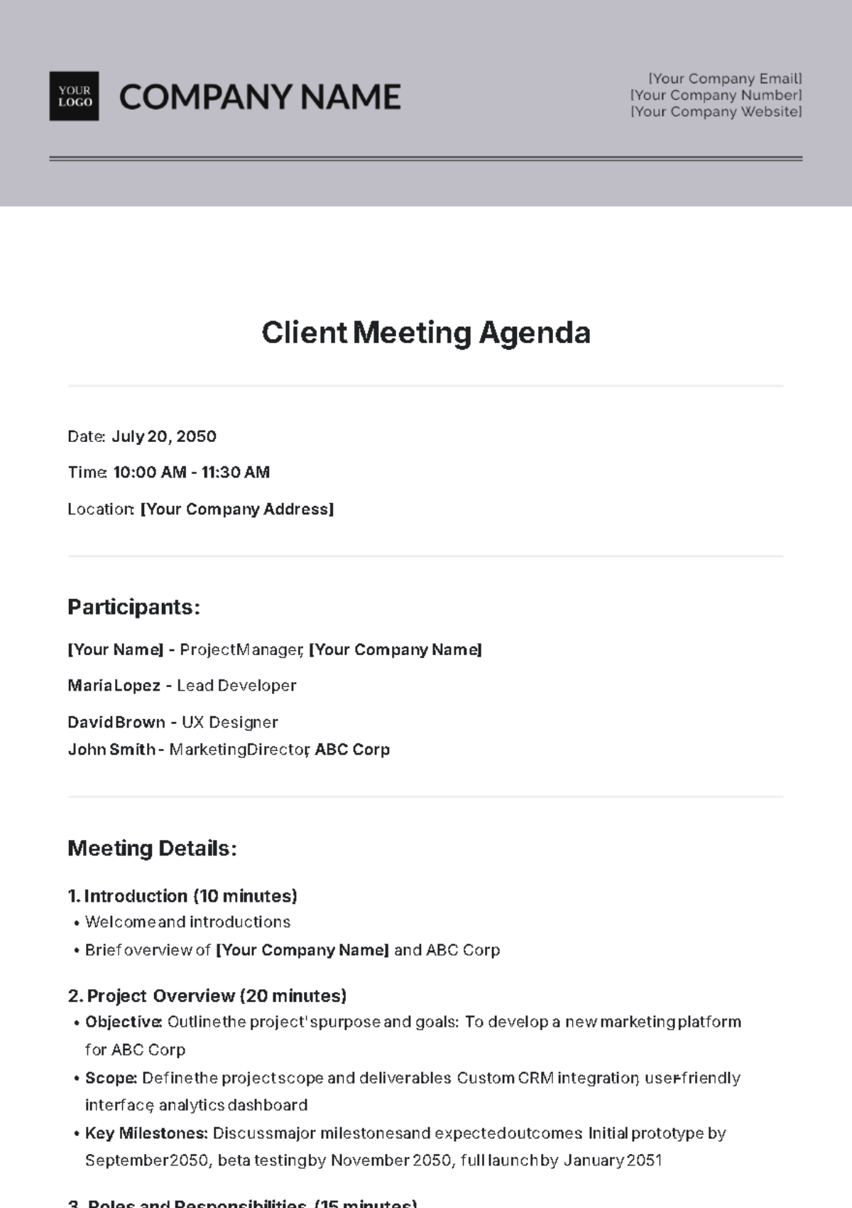 Client Meeting Agenda Template - Edit Online & Download