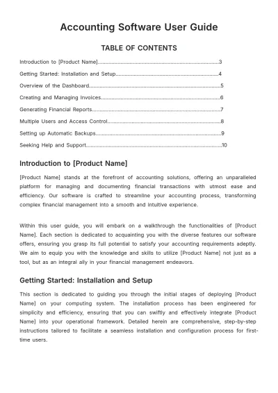 Free Accounting Software User Guide Template to Edit Online