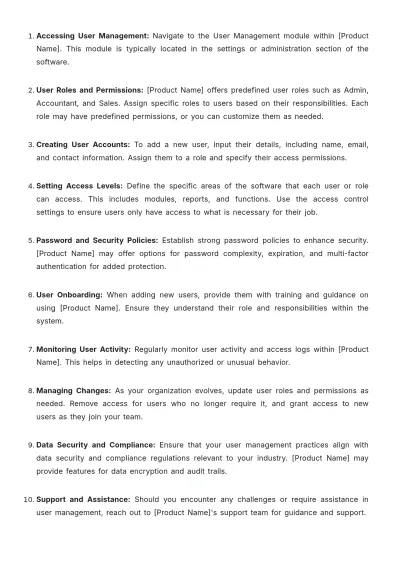 Free Accounting Software User Guide Template to Edit Online