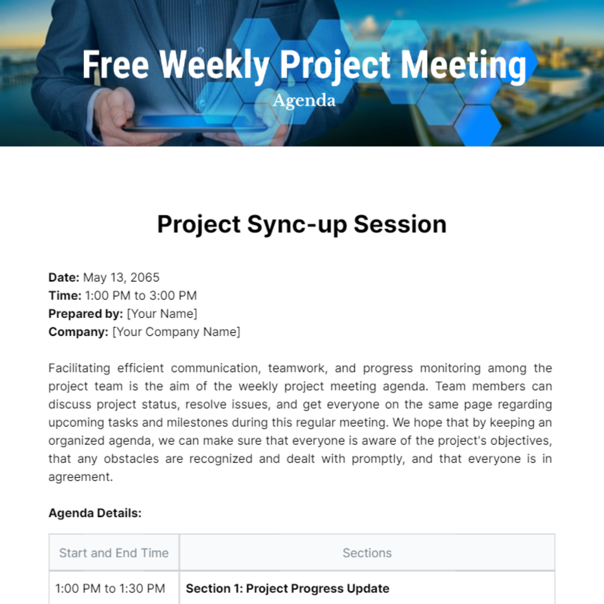Weekly Project Meeting Agenda  Template