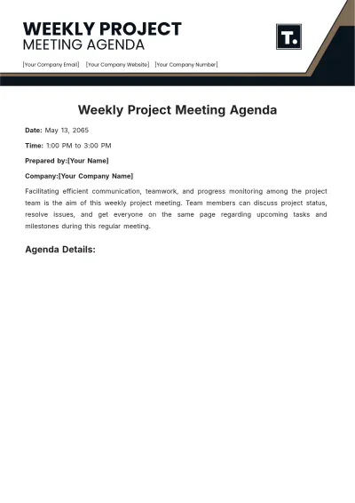 Free Weekly Project Meeting Agenda Template to Edit Online