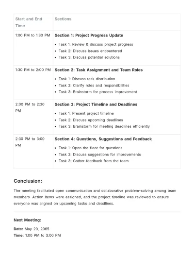 Free Weekly Project Meeting Agenda Template to Edit Online