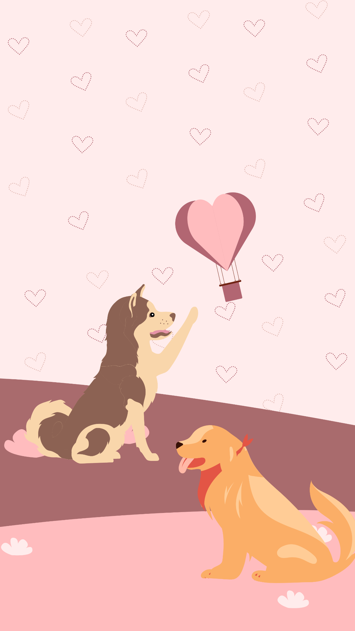Cute Puppy Valentine's Day Wallpaper Template