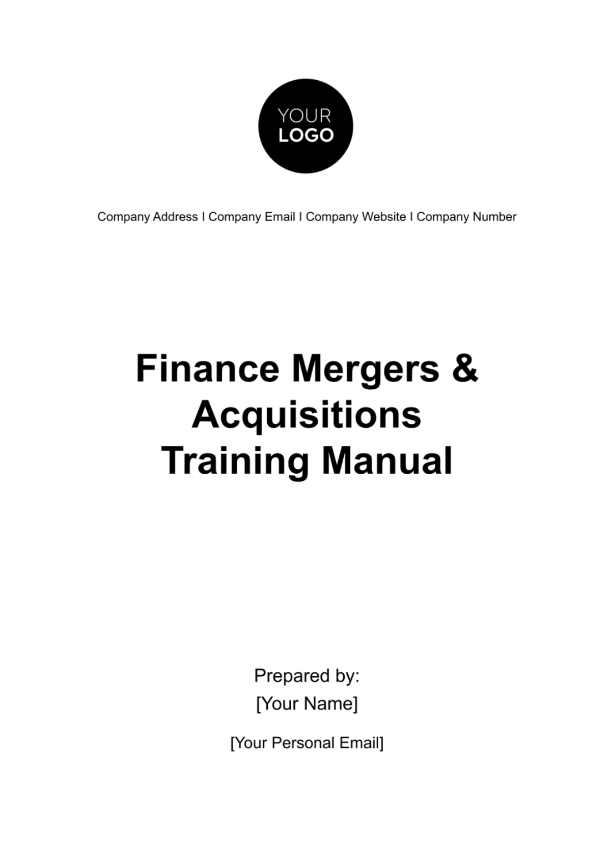 Finance Mergers & Acquisitions Training Manual Template