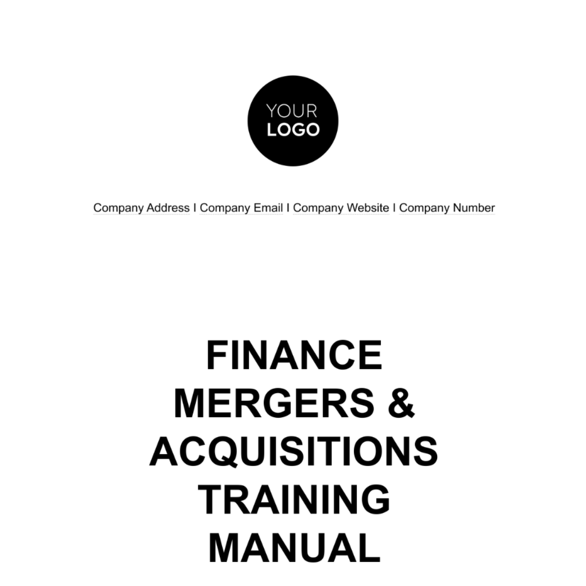 Finance Mergers & Acquisitions Training Manual Template