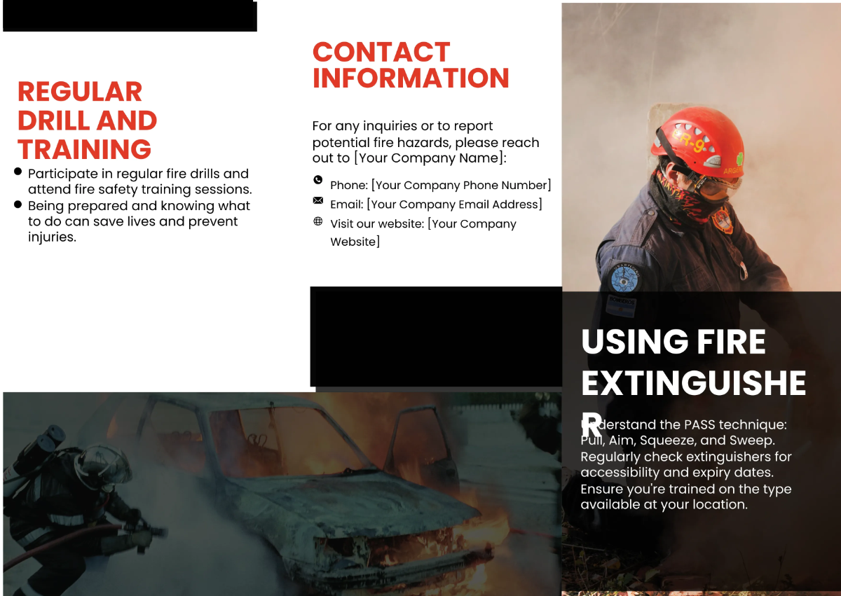 Free Fire Safety and Prevention Brochure Template to Edit Online
