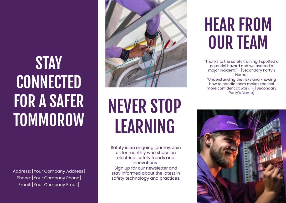 Free Electrical Safety in the Workplace Brochure Template to Edit Online
