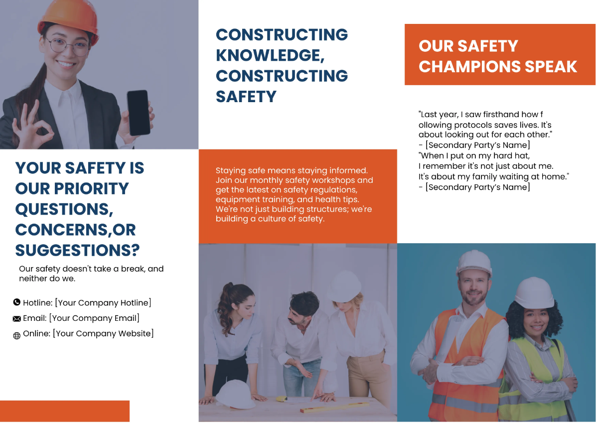 Free Construction Site Safety Tips Brochure Template to Edit Online