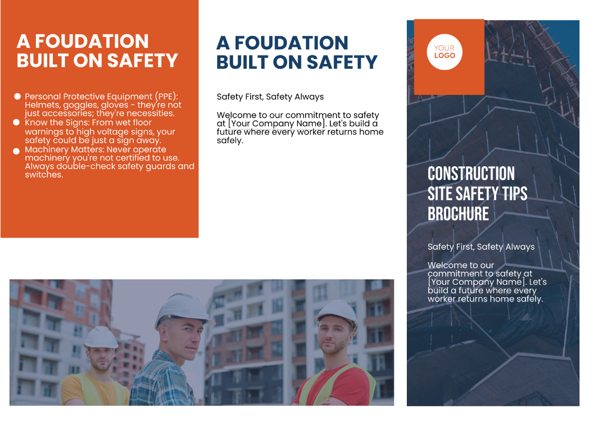 Construction Site Safety Tips Brochure Template