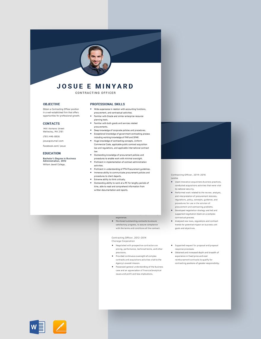 Contracting Officer Resume